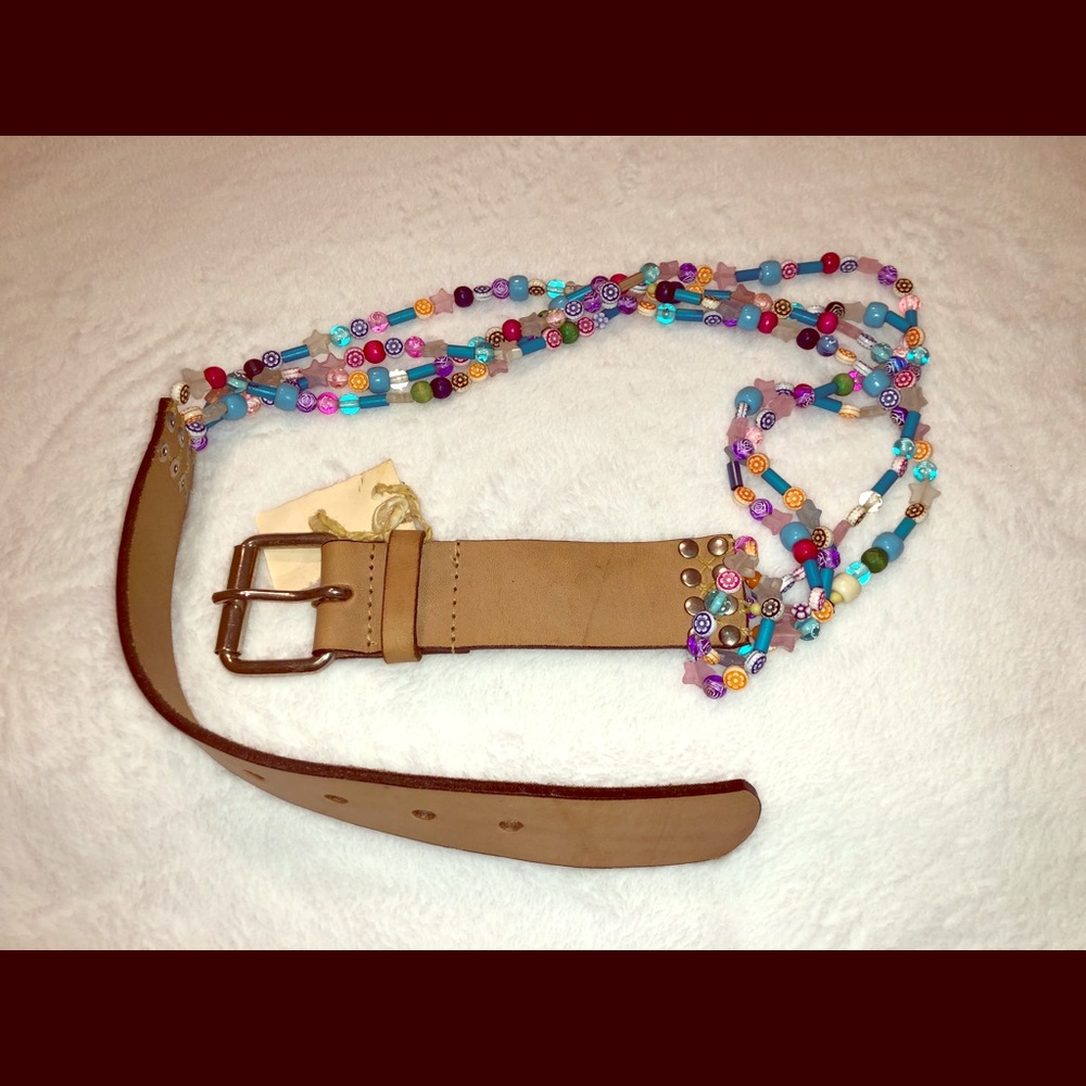 leather and beads women’s belt
